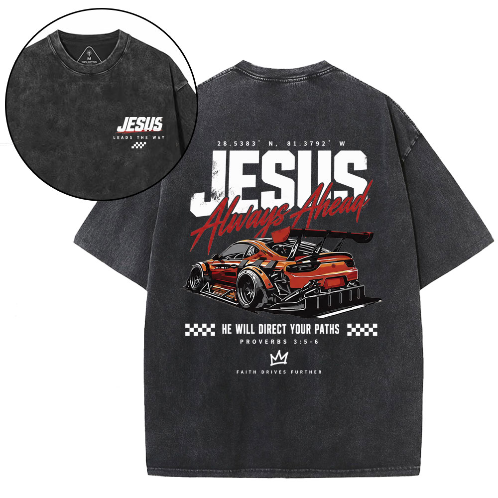 Jesus Leads The Way GC-Christian Washed T-Shirt