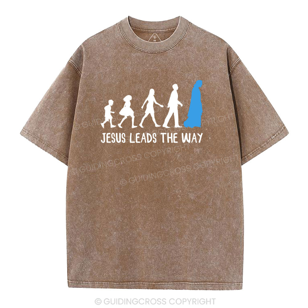 Jesus Leads The Way Christian Washed T-Shirt