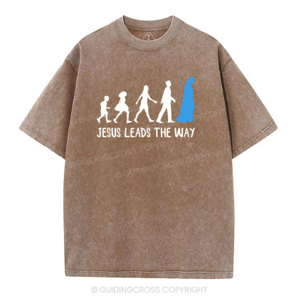 Jesus Leads The Way Christian Washed T-Shirt