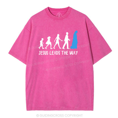 Jesus Leads The Way Christian Washed T-Shirt
