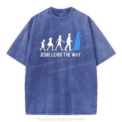 Jesus Leads The Way Christian Washed T-Shirt