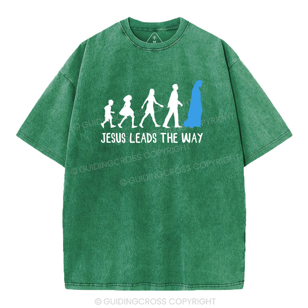 Jesus Leads The Way Christian Washed T-Shirt
