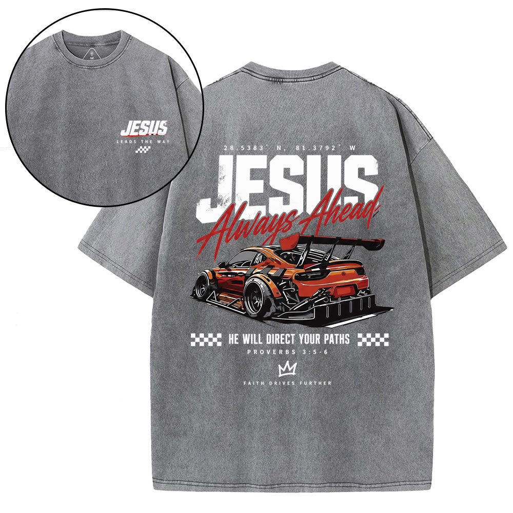 Jesus Leads The Way GC-Christian Washed T-Shirt