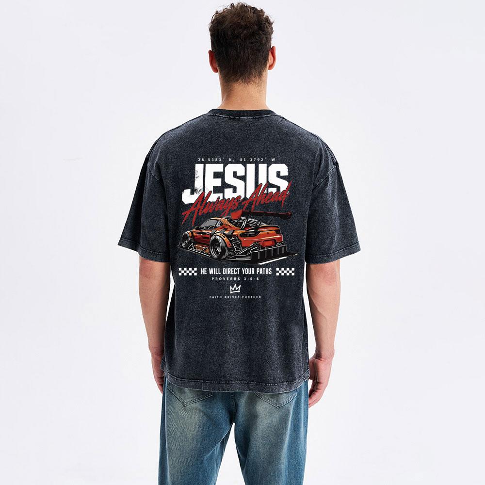 Jesus Leads The Way GC-Christian Washed T-Shirt