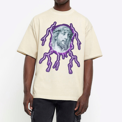 Jesus Lightning Christian Washed T-Shirt