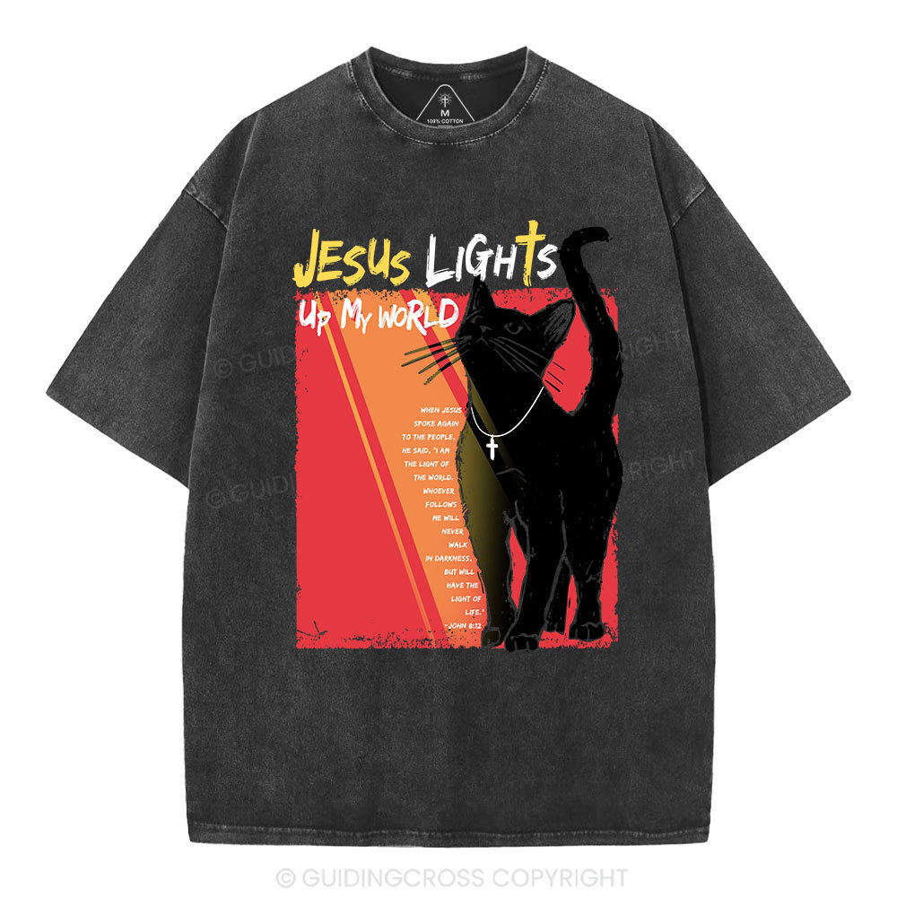 Jesus Lights Up My World Christian Washed T-Shirt