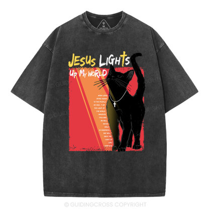 Jesus Lights Up My World Christian Washed T-Shirt