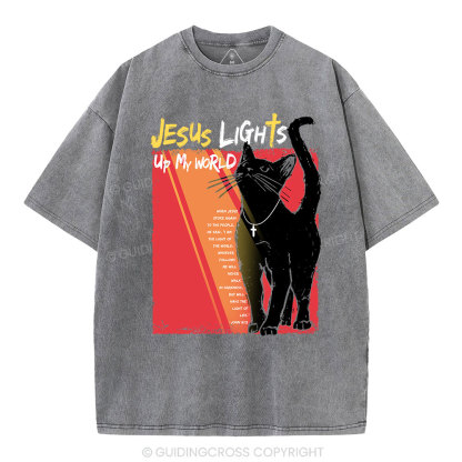Jesus Lights Up My World Christian Washed T-Shirt