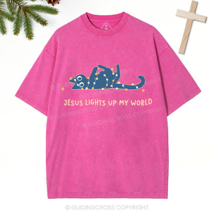 Jesus Lights Up My World Christian Washed T-Shirt