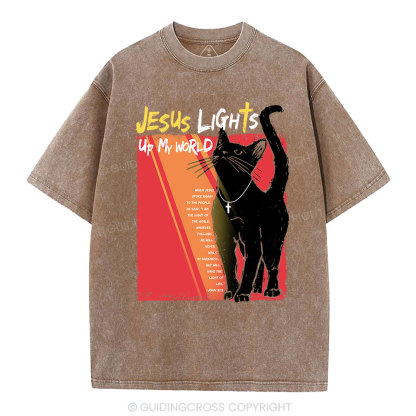 Jesus Lights Up My World Christian Washed T-Shirt