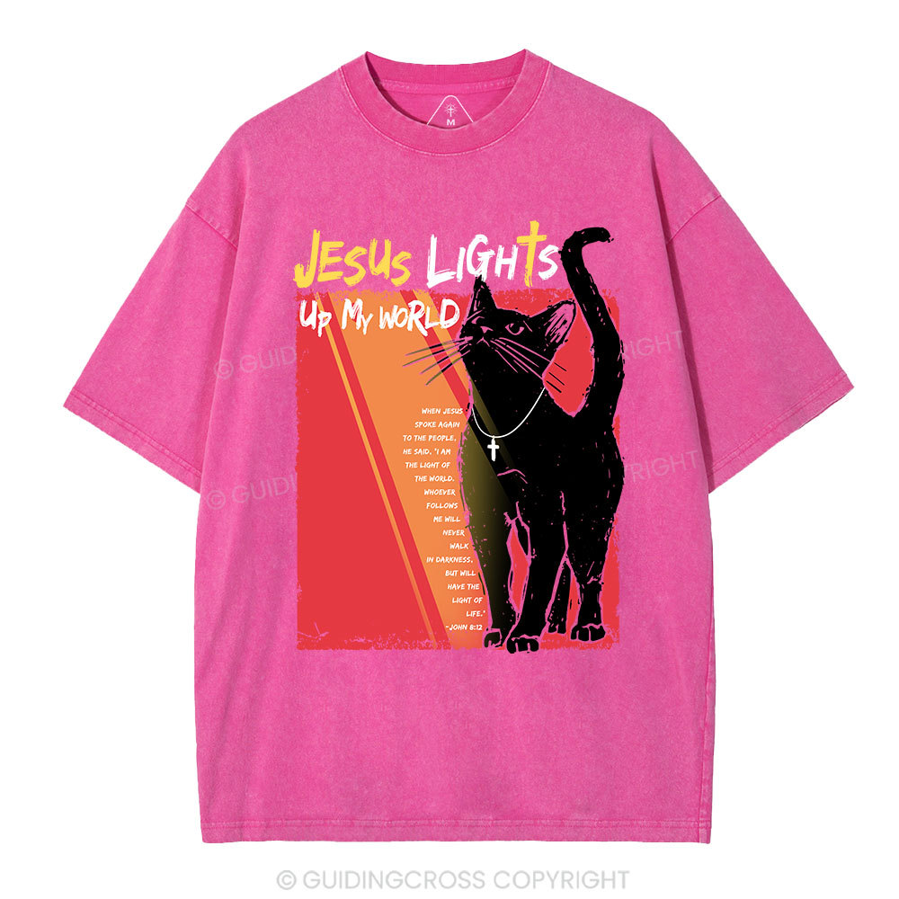 Jesus Lights Up My World Christian Washed T-Shirt