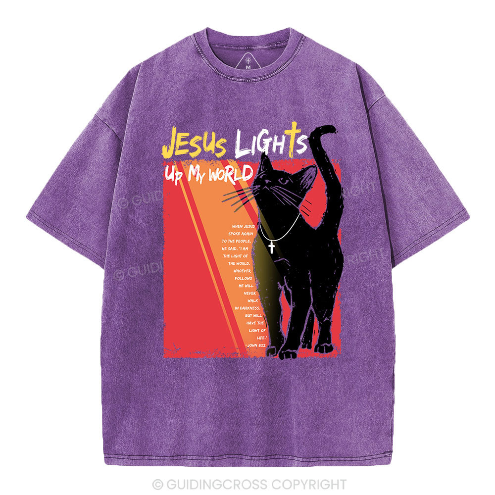 Jesus Lights Up My World Christian Washed T-Shirt