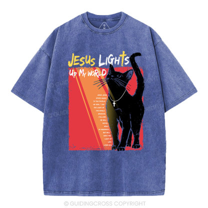 Jesus Lights Up My World Christian Washed T-Shirt