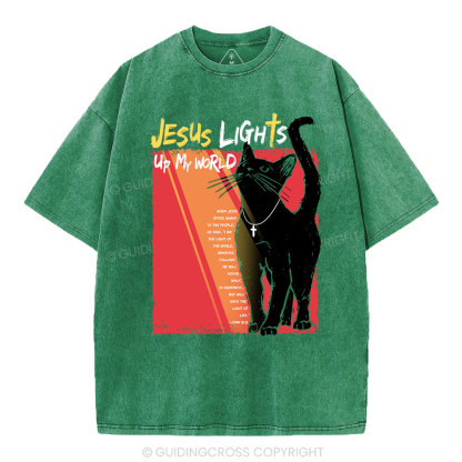 Jesus Lights Up My World Christian Washed T-Shirt