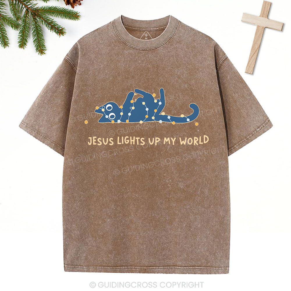 Jesus Lights Up My World Christian Washed T-Shirt