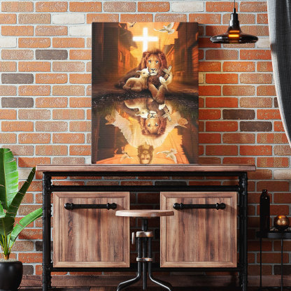 Jesus Lion Lamb Christian Canvas Wall Art