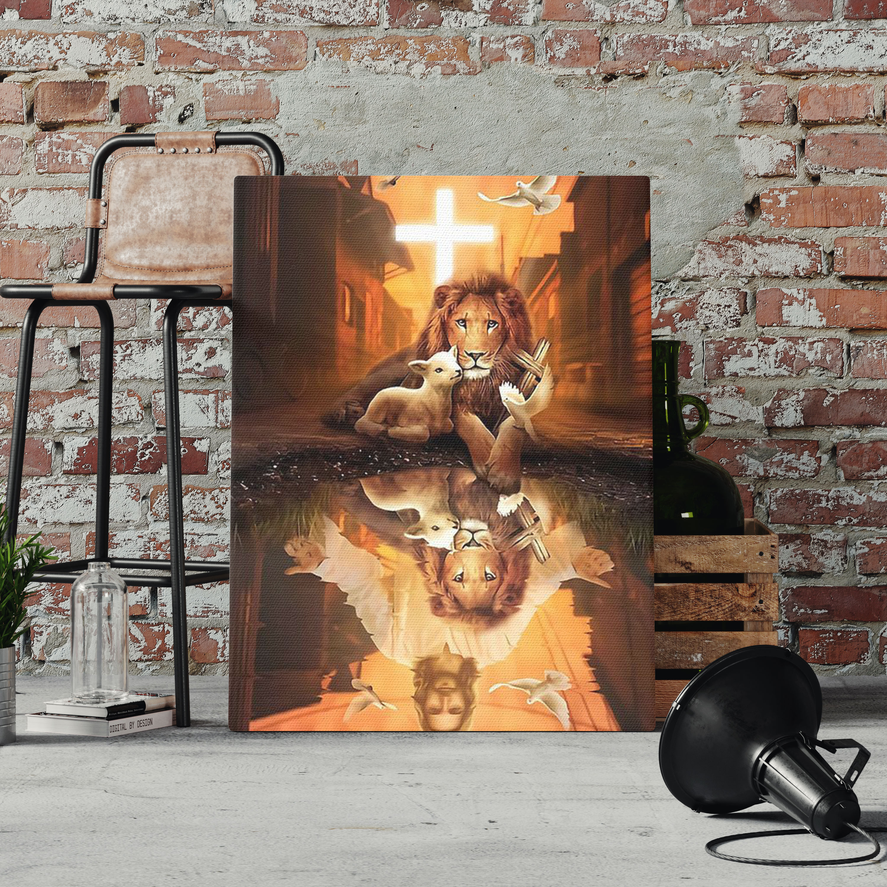Jesus Lion Lamb Christian Canvas Wall Art