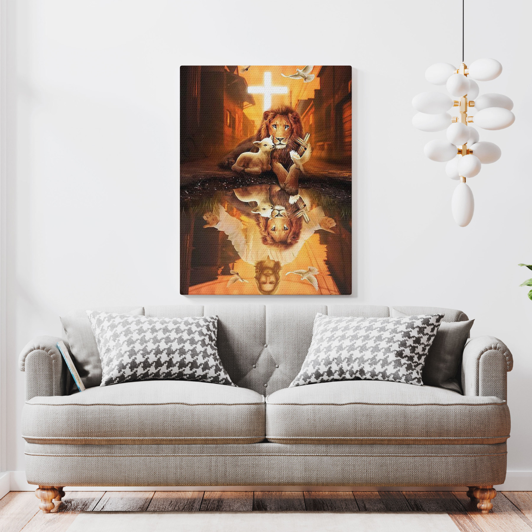 Jesus Lion Lamb Christian Canvas Wall Art