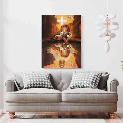 Jesus Lion Lamb Christian Canvas Wall Art