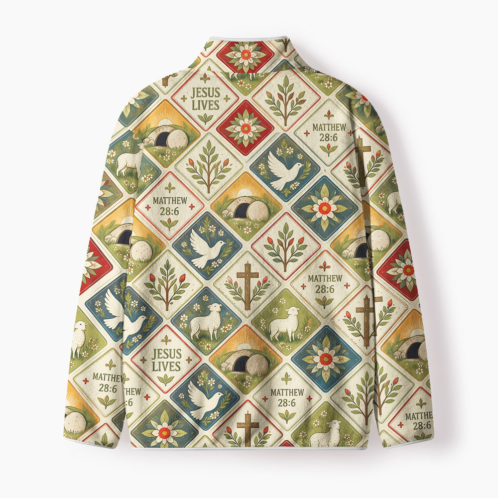 Jesus Lives Christian All Over Print Zip-Up Fleece Jacket