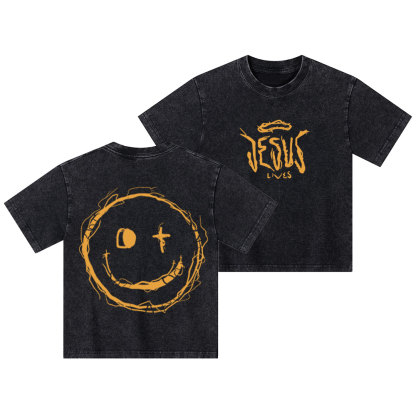 Jesus Lives Christian Kid Washed T-Shirt