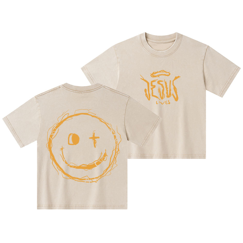Jesus Lives Christian Kid Washed T-Shirt