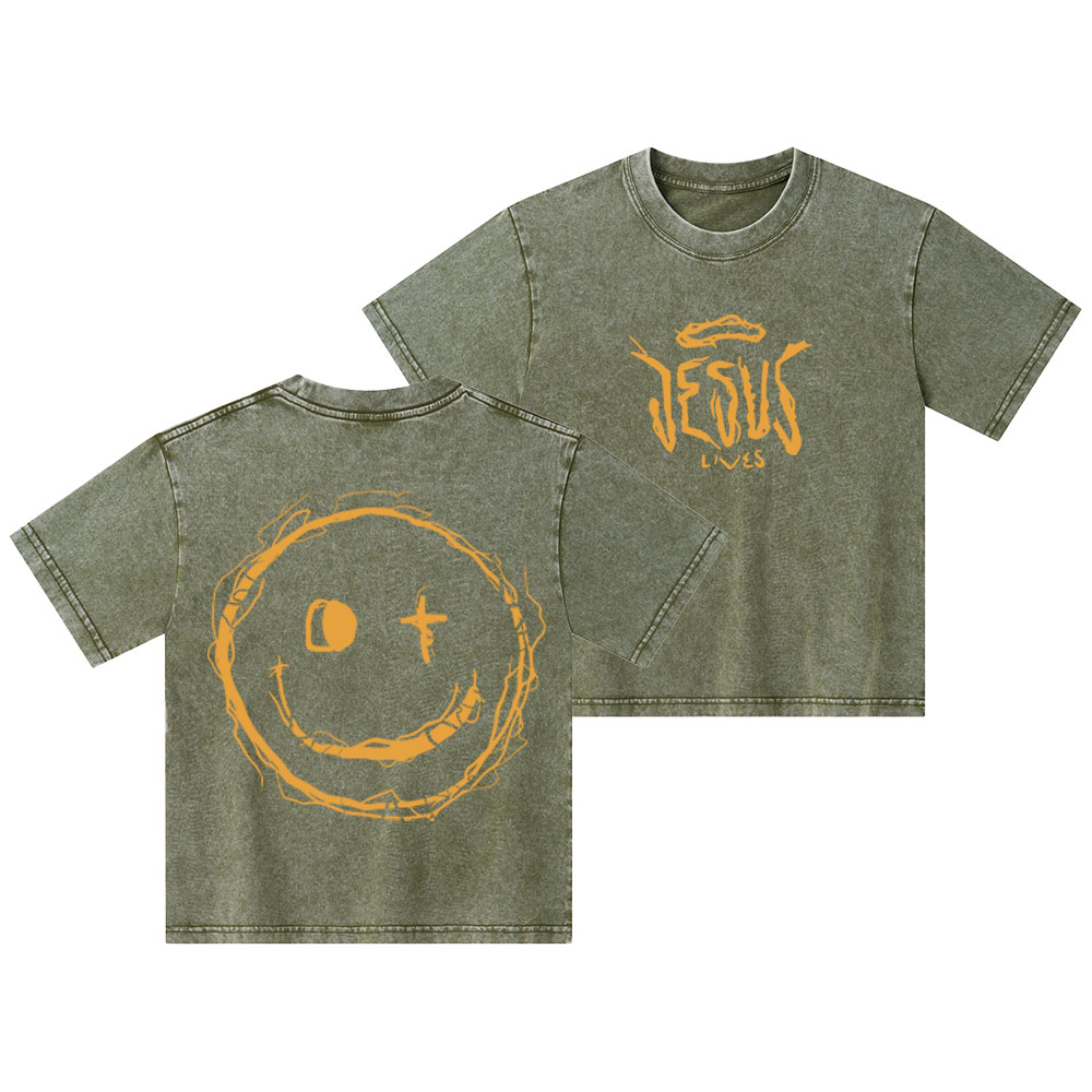 Jesus Lives Christian Kid Washed T-Shirt