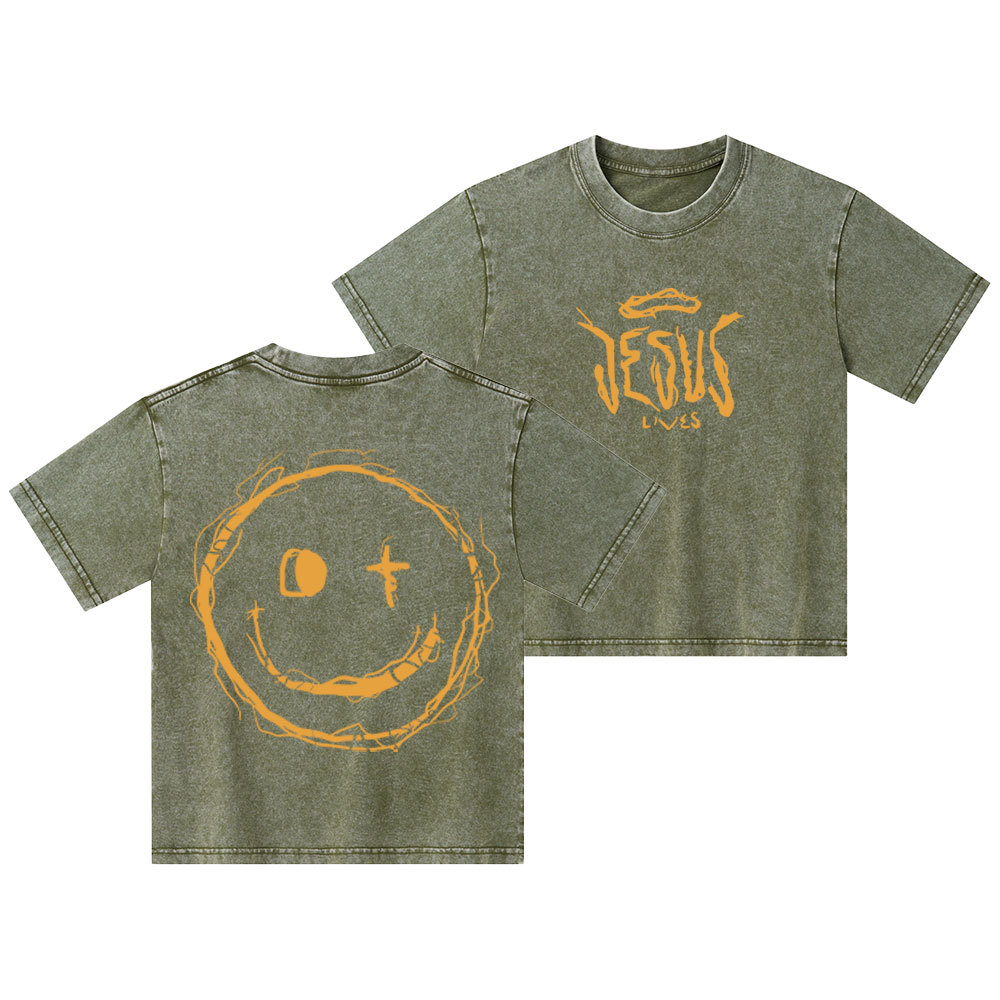 Jesus Lives Christian Kid Washed T-Shirt