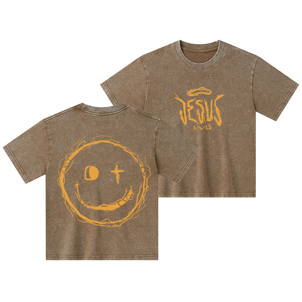 Jesus Lives Christian Kid Washed T-Shirt