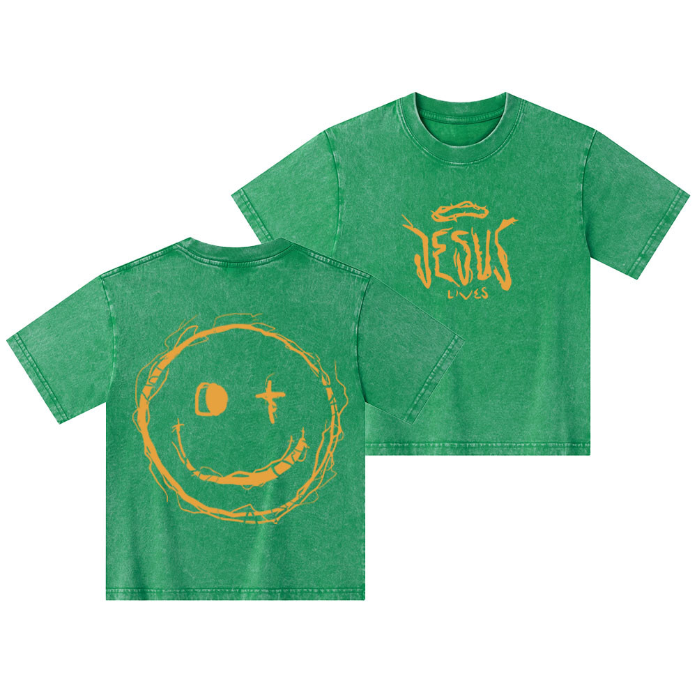 Jesus Lives Christian Kid Washed T-Shirt