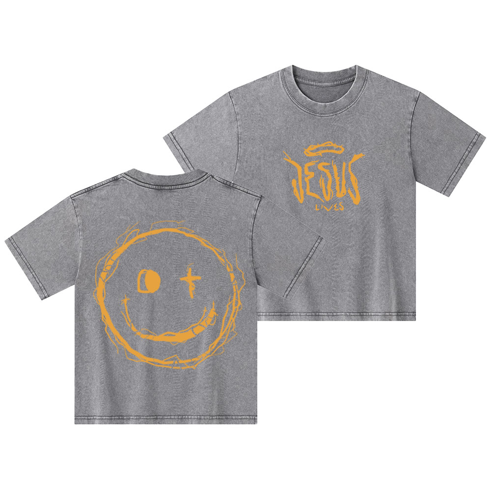 Jesus Lives Christian Kid Washed T-Shirt