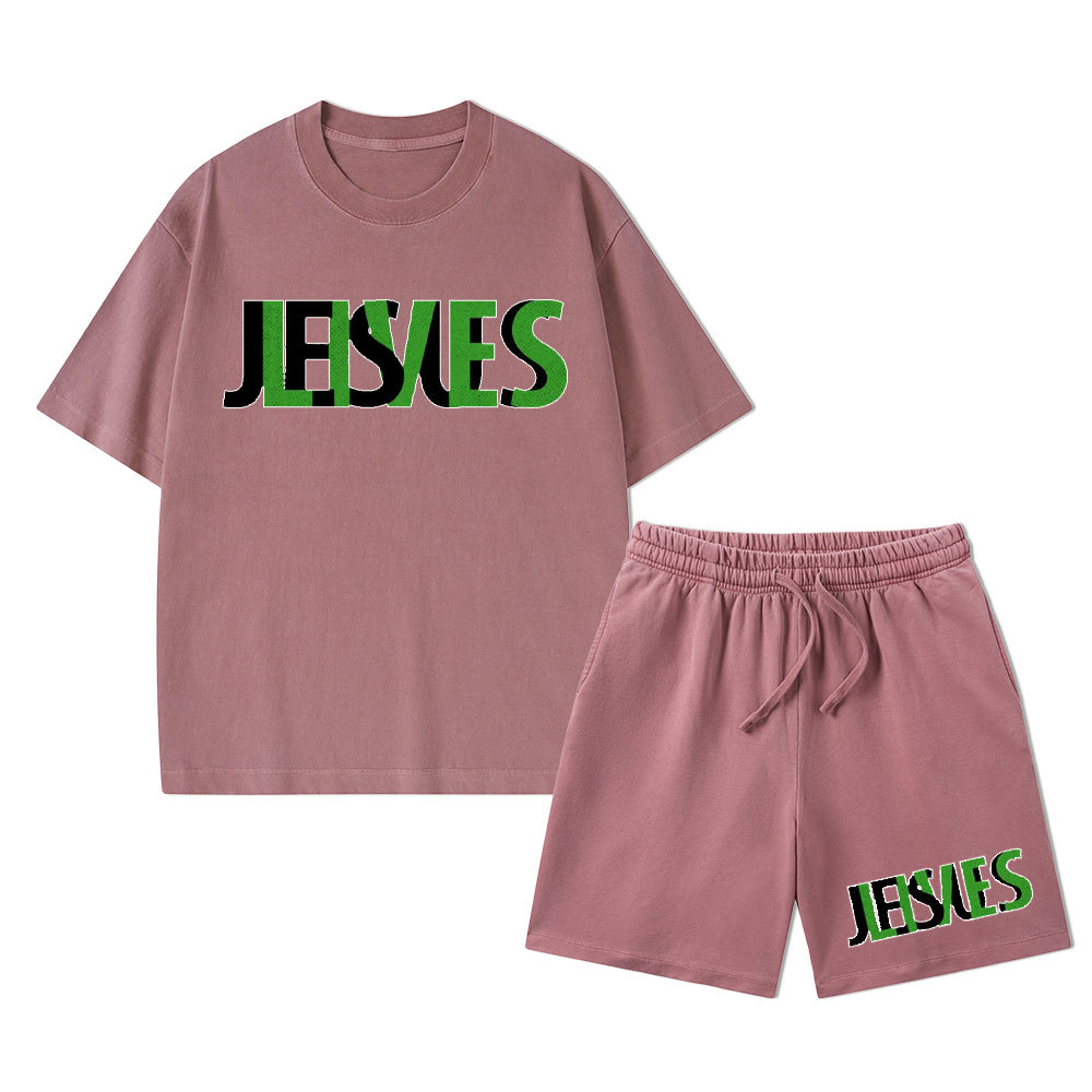 Jesus Lives Christian Washed T-Shirt & Shorts