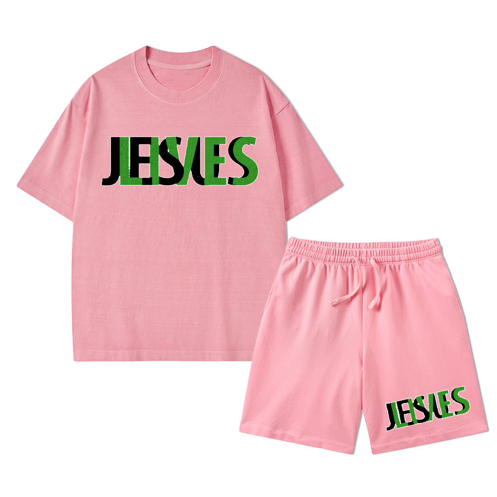 Jesus Lives Christian Washed T-Shirt & Shorts
