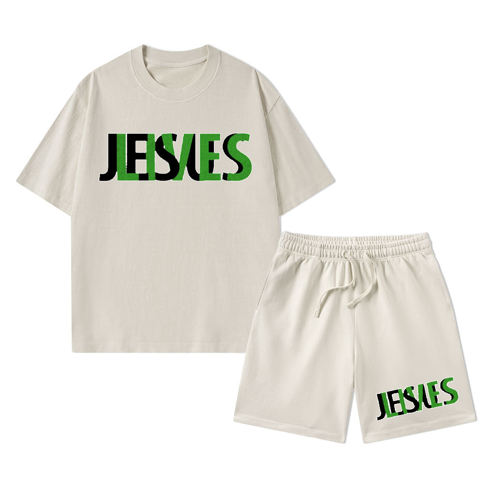 Jesus Lives Christian Washed T-Shirt & Shorts
