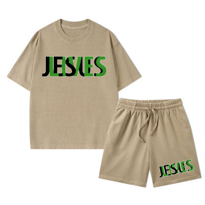Jesus Lives Christian Washed T-Shirt & Shorts