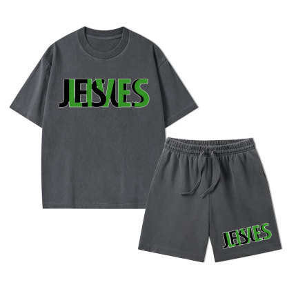 Jesus Lives Christian Washed T-Shirt & Shorts