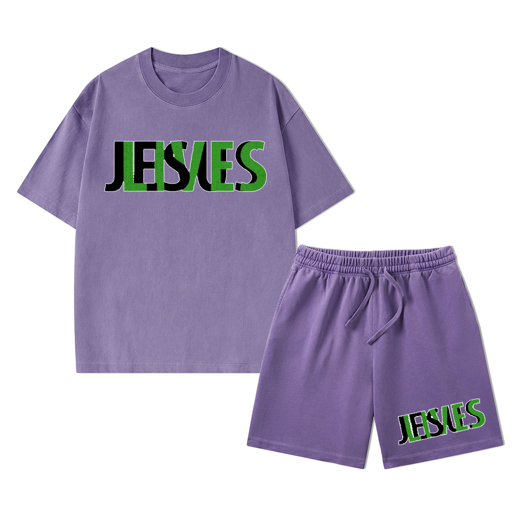 Jesus Lives Christian Washed T-Shirt & Shorts