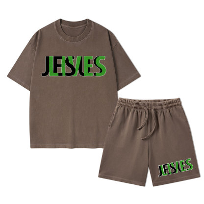Jesus Lives Christian Washed T-Shirt & Shorts