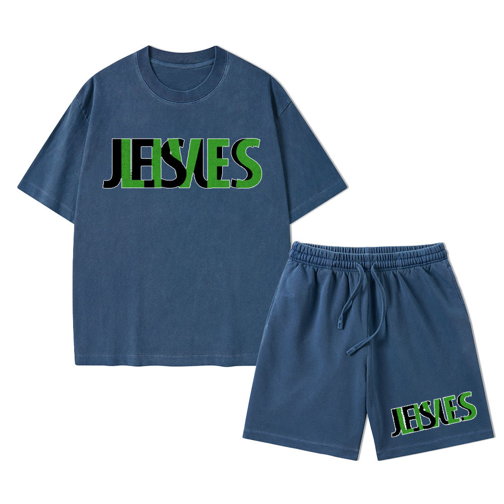 Jesus Lives Christian Washed T-Shirt & Shorts