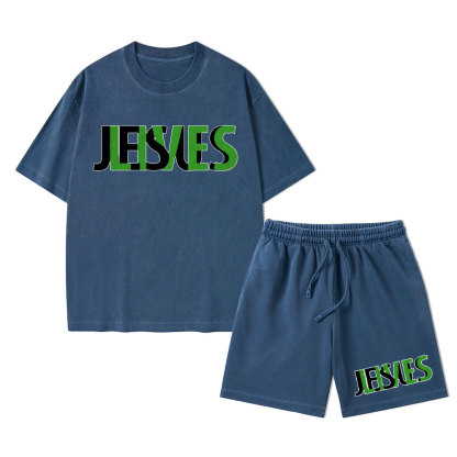 Jesus Lives Christian Washed T-Shirt & Shorts