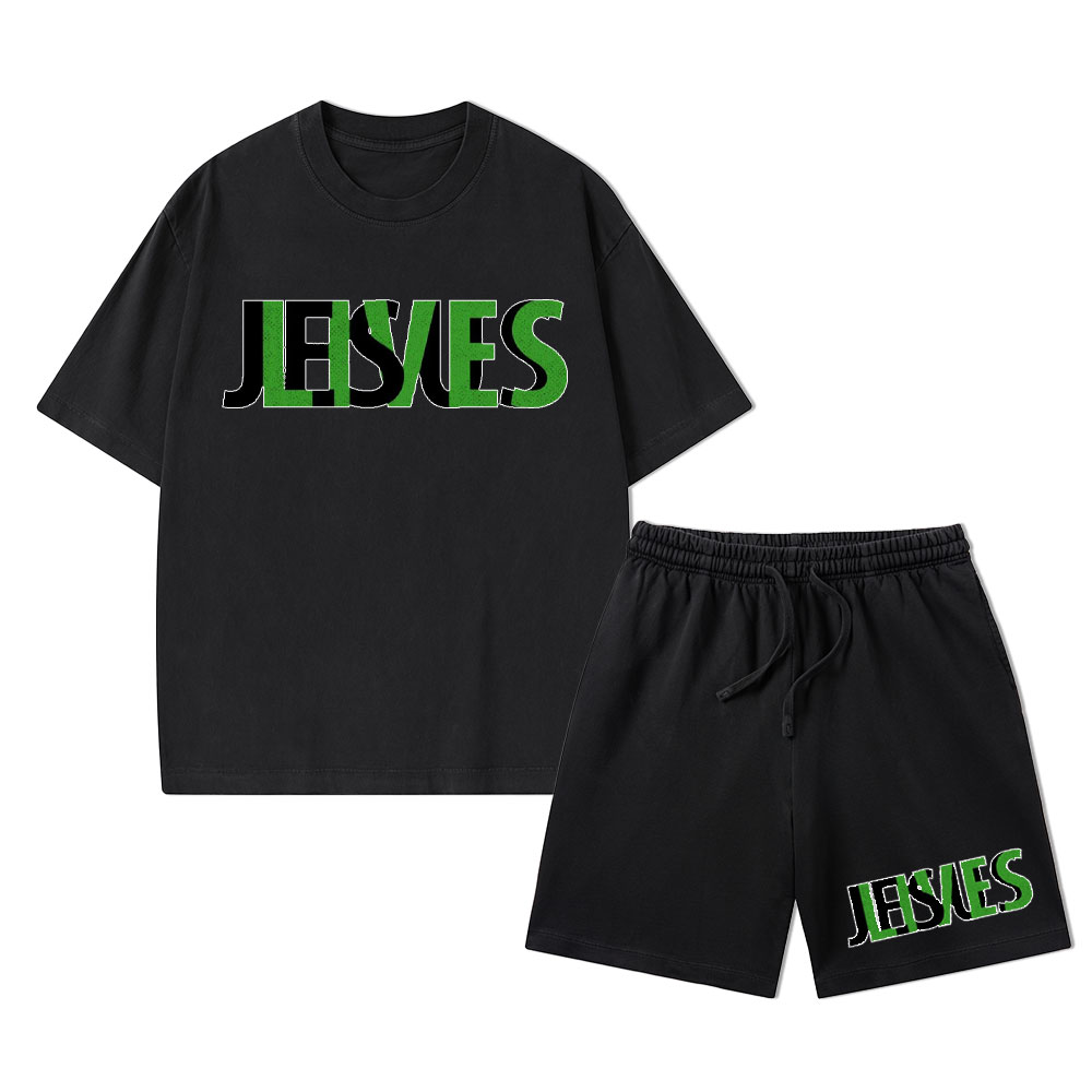 Jesus Lives Christian Washed T-Shirt & Shorts