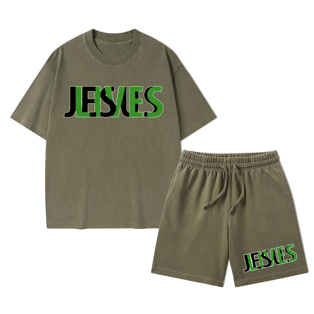 Jesus Lives Christian Washed T-Shirt & Shorts