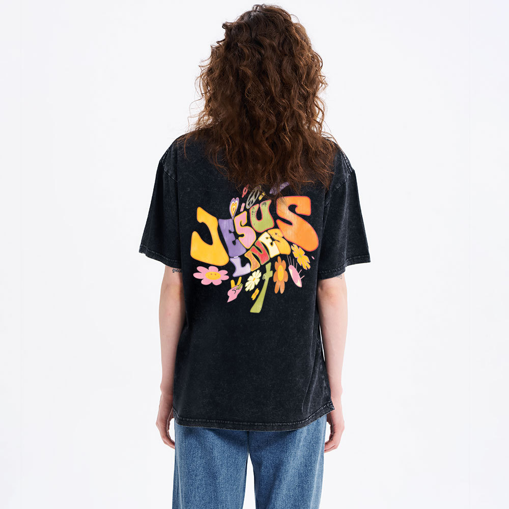 Jesus Lives Christian Washed T-Shirt