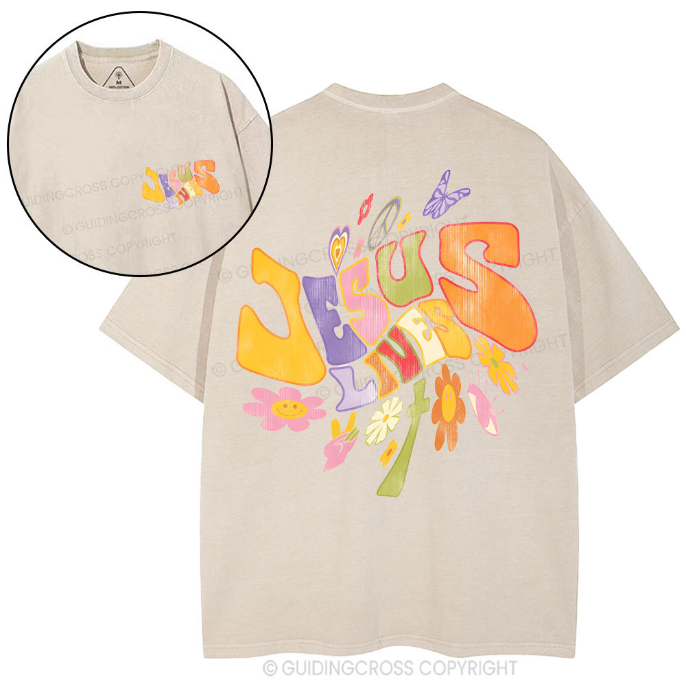 Jesus Lives Christian Washed T-Shirt