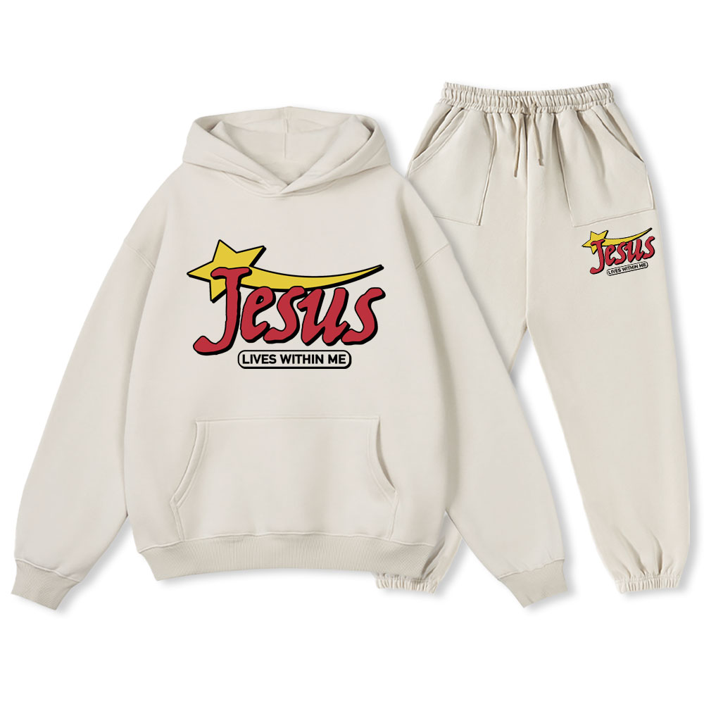 Jesus Lives Within Me Christian Premium Fleece Hoodie Set