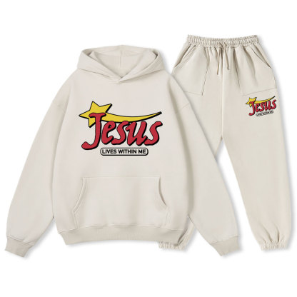 Jesus Lives Within Me Christian Premium Fleece Hoodie Set