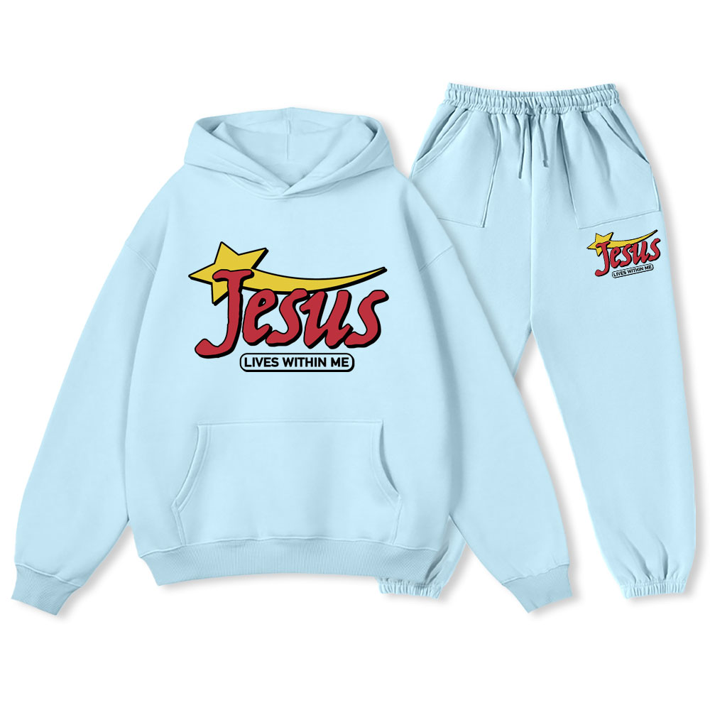 Jesus Lives Within Me Christian Premium Fleece Hoodie Set