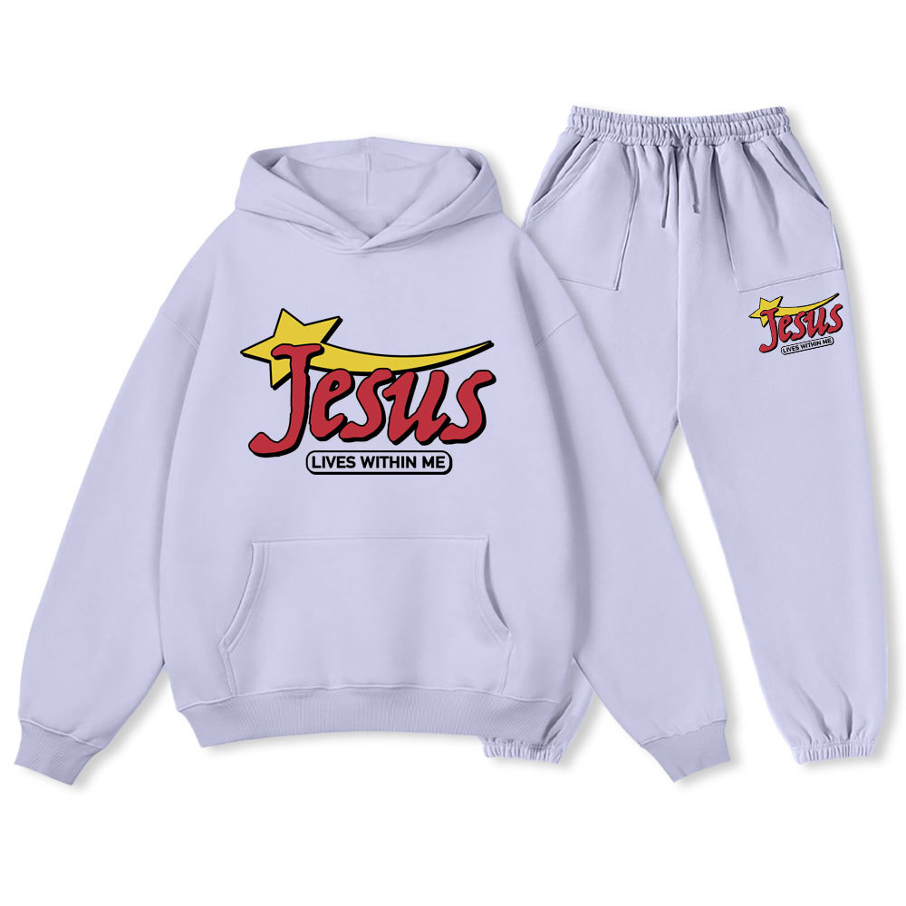 Jesus Lives Within Me Christian Premium Fleece Hoodie Set