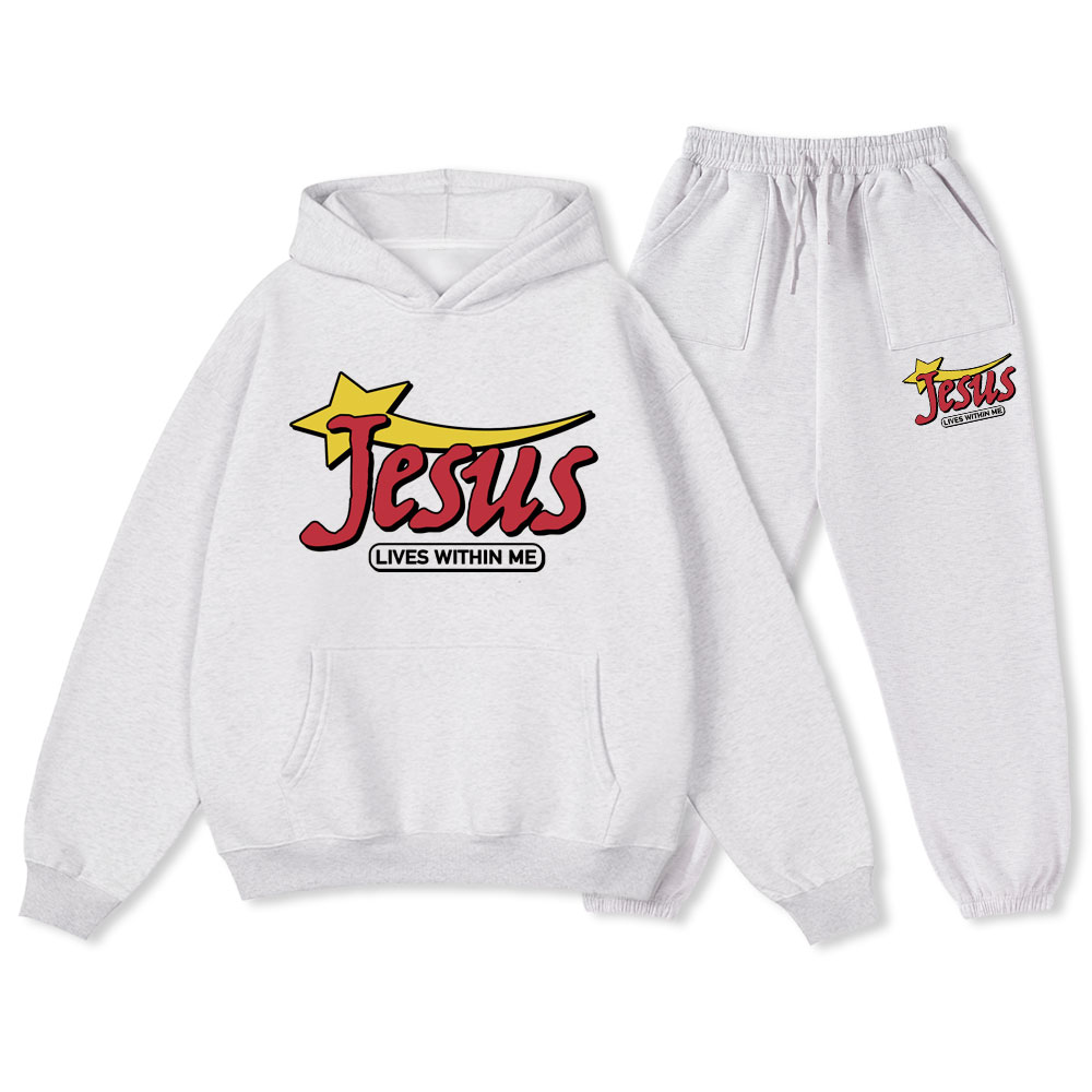 Jesus Lives Within Me Christian Premium Fleece Hoodie Set
