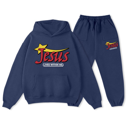 Jesus Lives Within Me Christian Premium Fleece Hoodie Set